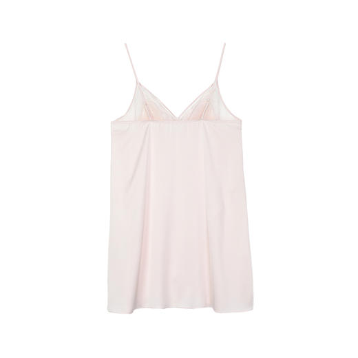 2F【Fandecie芬狄诗】色丁系列杏色刺绣V领女士性感带杯家居裙 商品图2