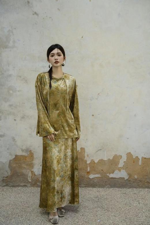 Le Malene 新中式印花丝绒盘扣上衣半裙套装 19685 商品图5