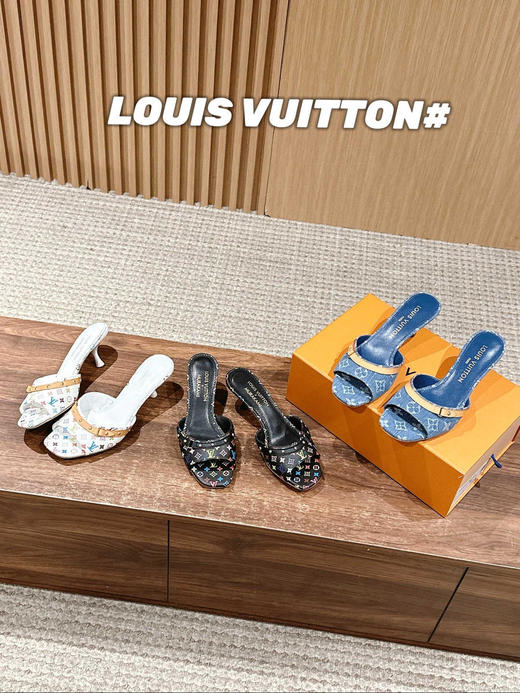 驴家春夏新款丹宁牛仔系列小猫跟拖（HC） 商品图1