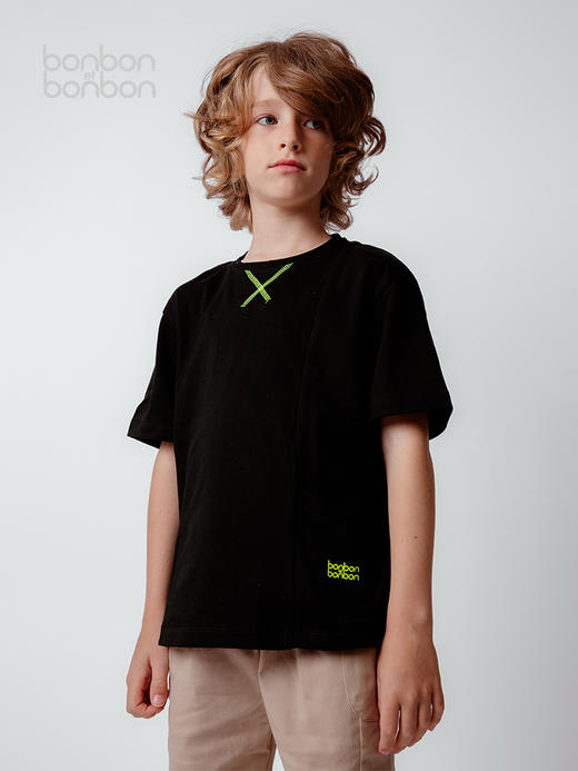 廓形大口袋撞色T恤 商品图0