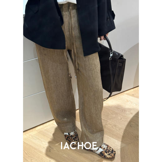 棉仓3621518014-IACHOE亚麻抽绳休闲裤 商品图3