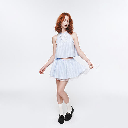 Herlian2025年女士短裙蕾丝拼接条纹防走光打底半裙 商品图2