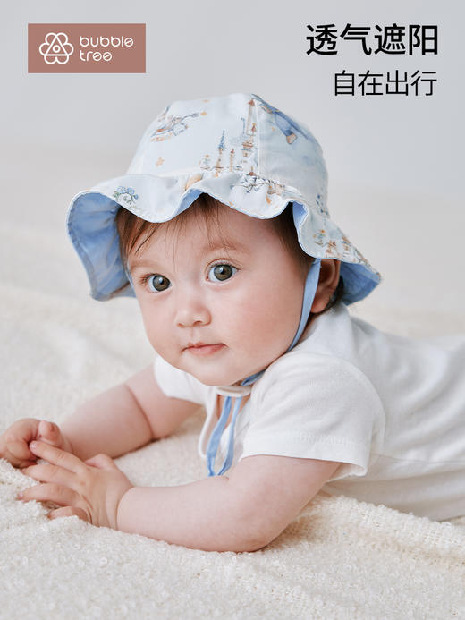 【云优选】BUBBLE TREE儿童防晒帽夏防紫外线宝宝遮阳渔夫帽男孩女童太阳帽3-12M 商品图1