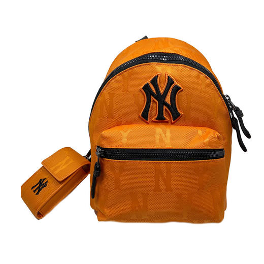 【品牌授权】扫码验证 韩国MLB 复古老花双肩包-黑色 橙色 深米色 双肩包女新款老花满印休闲时尚运动背包单肩学生书包 3ABKS011N 商品图0