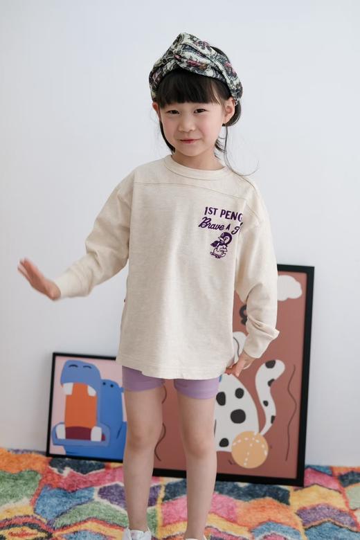 2025春季DD新款日系竹节棉质拼色贴布刺绣企鹅印花字母长袖T五色 商品图1