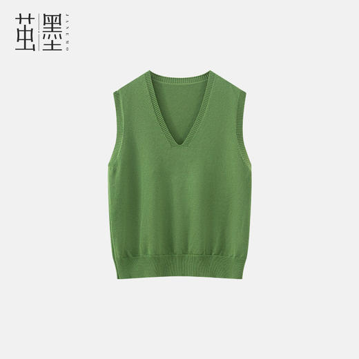 茧墨 日式V领针织马甲背心 商品图0