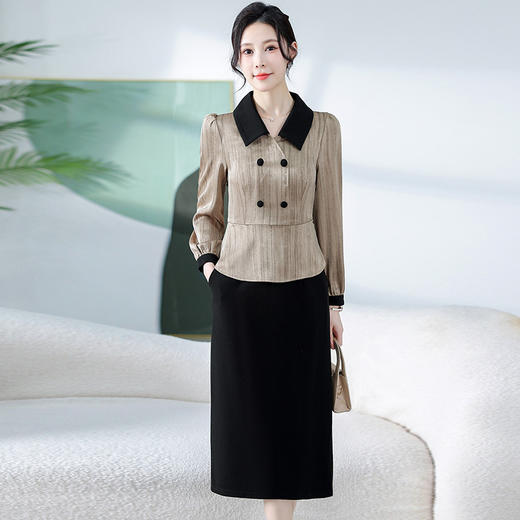 时尚假两件连衣裙，韩版修身拼接中长款裙子QYM-KEDH2782 商品图2