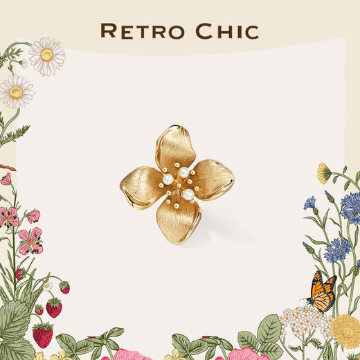 Garden of Eden 伊甸园系列 | 金丝四瓣花胸针 商品图0