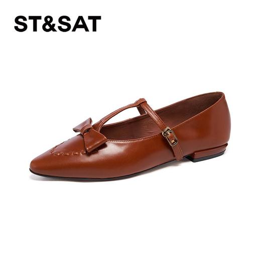 2楼星期六女鞋(新百购）2025年春季小时装法式复古带T蝴蝶结低跟女单鞋SSD3111191 商品图0