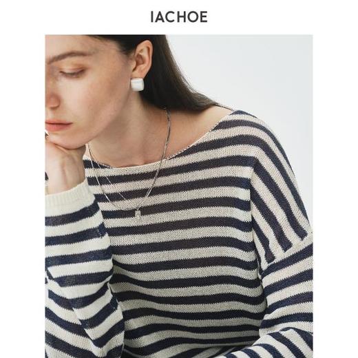 棉仓3621501014-IACHOE蓝白条纹长袖T恤 商品图4