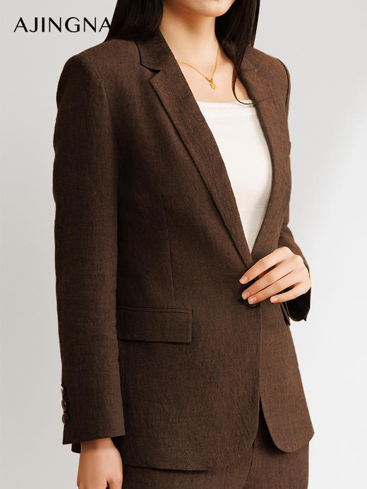 【商场同款】阿菁娜亚麻通勤显瘦西装外套A31C108033 商品图3