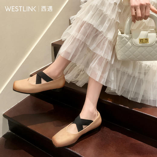 西遇平底芭蕾鞋女新款春夏复古配裙子新中式玛丽珍鞋低跟单鞋V0556509 商品图1