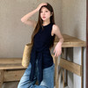西遇针织背心马甲女2025年春夏新款宝蓝色系带高知穿搭无袖上衣SS150281 商品缩略图4