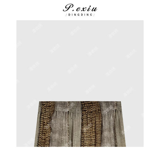 03-4潘依绣丁丁宠粉春夏复古印花分割设计中长款半身裙 W-62912 商品图1