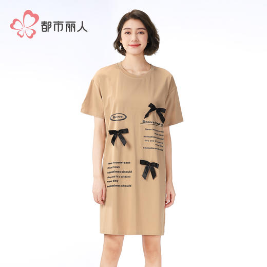 都市丽人舒适外出女士棉质短袖裙薄40支TC拉架短袖类LHH6C3 商品图1