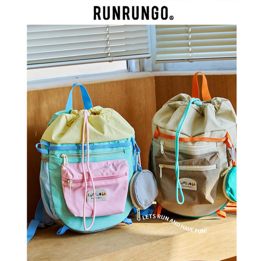 runrungo【千层蛋糕】抽绳背包配耳机小包 商品图0
