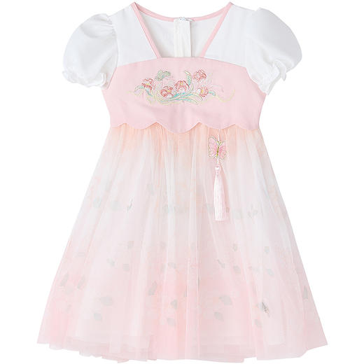 笛莎Deesha 童装女童连衣裙2025夏新款女童国风粉粉萌萌郁金香优雅连衣裙 商品图4