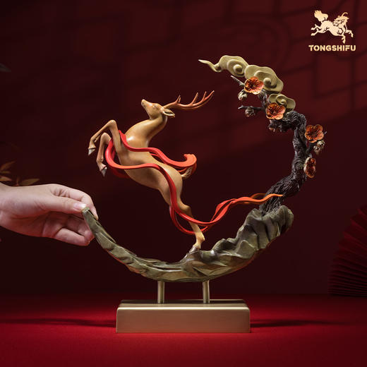 铜师傅《一路腾达》客厅桌面铜鹿摆件 家居装饰工艺品摆件 商品图4