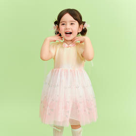 笛莎Deesha 童装女童连衣裙2025夏新款女童新中式优雅仙气花朵网纱连衣裙