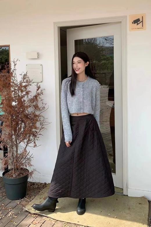 Le Malene 日系高腰宽松绗缝A字半裙 19688 商品图1