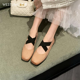 西遇平底芭蕾鞋女新款春夏复古配裙子新中式玛丽珍鞋低跟单鞋V0556509