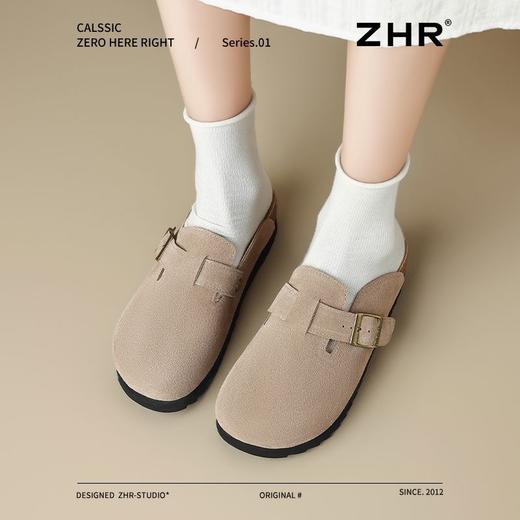 ZHR则则2025春季新款厚底勃肯鞋真皮包头拖鞋女外穿一脚蹬ins百搭 商品图4