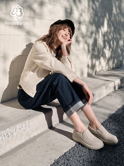 Pansy盼喜日本女鞋一脚蹬轻便加宽舒适百搭休闲鞋女士春季新款4200 商品图4