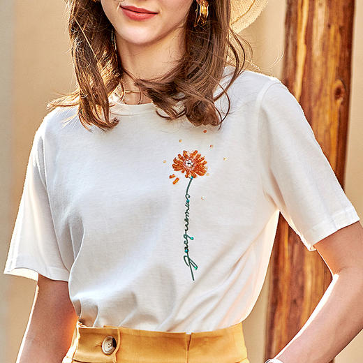 欧芮儿短袖2021年新款女修身夏装s修身心机休闲时尚简约ins潮t桖 商品图2