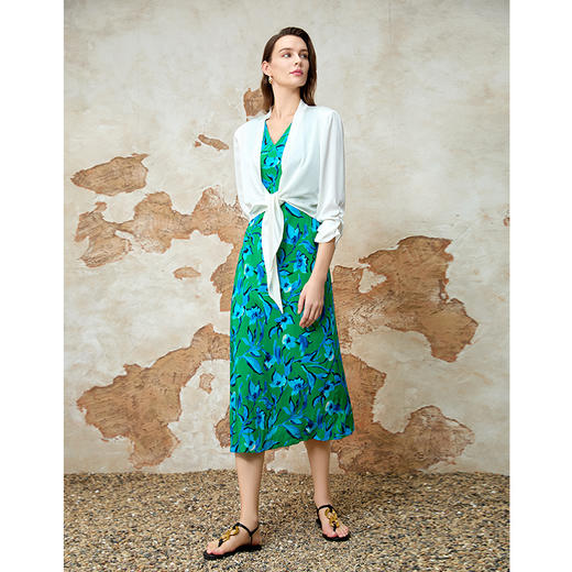 EITIE爱特爱夏季新款舒适显瘦通勤系带衬衫上衣8213912 商品图1