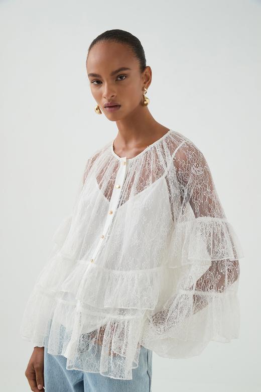 Aje - Primrose Blouse - Ivory - 女装 - 衬衫 - 象牙白 商品图6