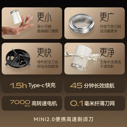 「MINI便携款！可水洗」朗威全身水洗剃须刀 居家日用小钢炮迷你电动车载旅行刮胡刀单头胡须刀 商品图1