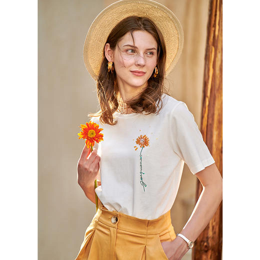 欧芮儿短袖2021年新款女修身夏装s修身心机休闲时尚简约ins潮t桖 商品图0