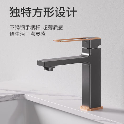 帝王洁具水龙头卫生间台上盆黑色冷热水全铜双孔家用MD11025 商品图1