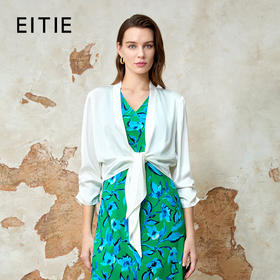 EITIE爱特爱夏季新款舒适显瘦通勤系带衬衫上衣8213912
