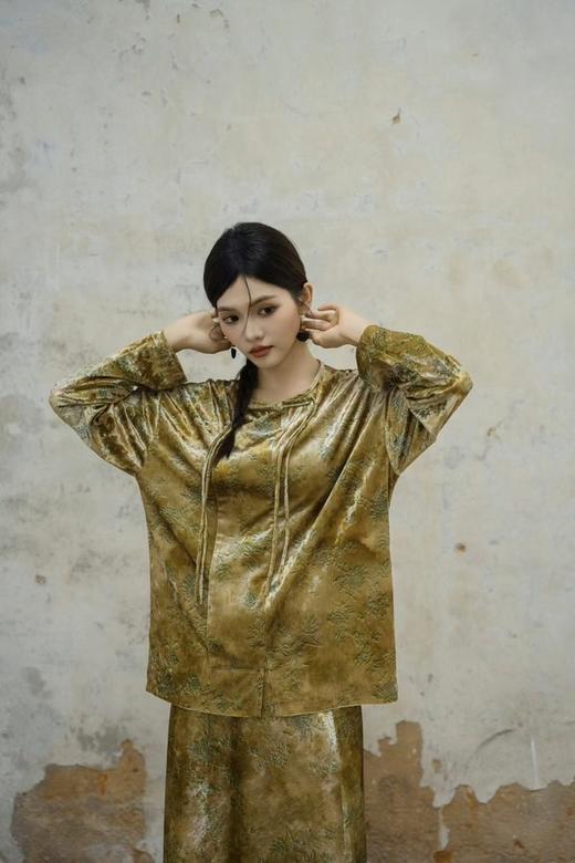 Le Malene 新中式印花丝绒盘扣上衣半裙套装 19685 商品图7