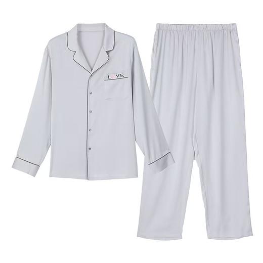 2F【Fandecie芬狄诗】IS LOVE系列男士长袖长裤睡衣色丁面料家居服套装 商品图3