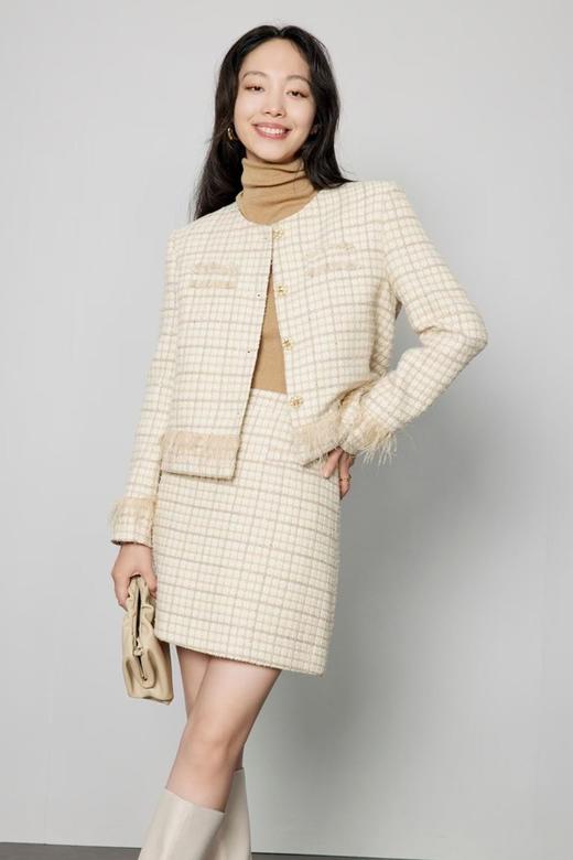 Le Malene 米黄色小香风毛边袖羽绒套装 19695 商品图0