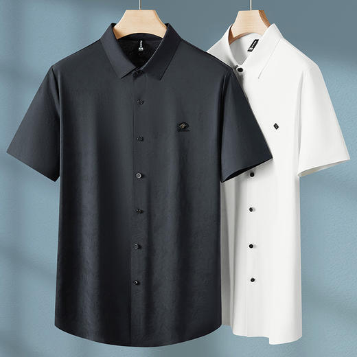 【冰丝】【DPF】大依优型大码短袖衬衫宽松半袖衬衣夏季新款男士加肥加大弹力胖子上衣 商品图3