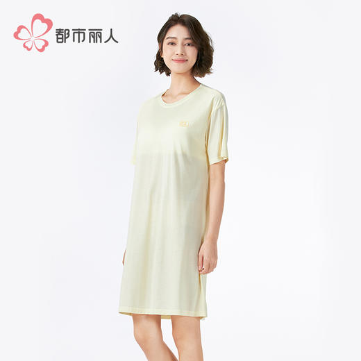 都市丽人生活家居女士莫代尔短袖裙薄棉莫提条短袖类LHH6G2 商品图2