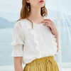 欧芮儿夏装2019新款女装很仙的上衣女洋气短袖木耳边雪纺衫小衫 商品缩略图2