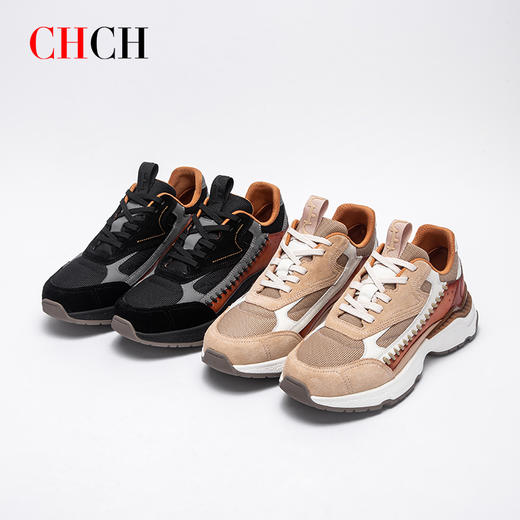 CHCH平衡鞋2025春夏新品男士真皮厚底休闲鞋时尚设计拼接CP1A2051 商品图2