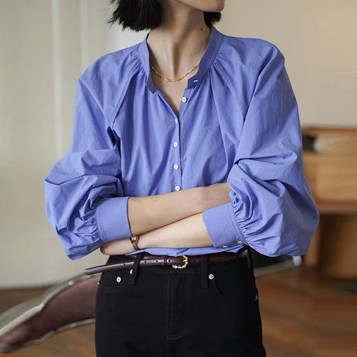 法式灯笼袖衬衫 | 小立领设计，简约而精致；灵动的灯笼袖，点睛之笔 商品图4