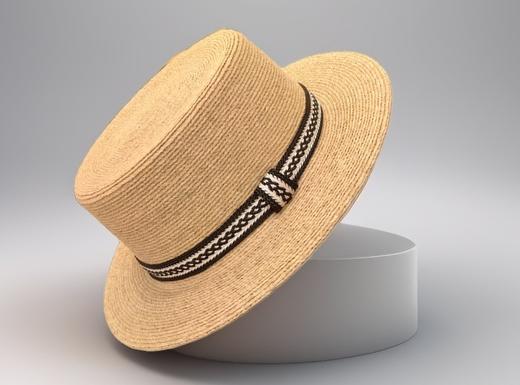 优品堂『墨韵芳菲2580108』拉菲草平顶帽 商品图1