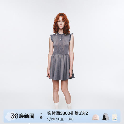 Herlian2025新品女士灰色修身无袖连衣裙Polo领 商品图0