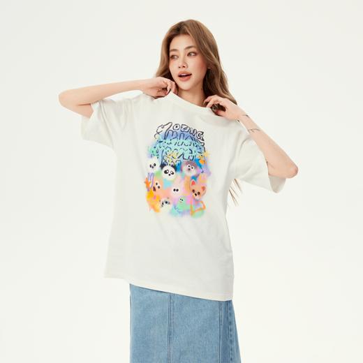 [两件减20]YKYB黄子韬短袖T恤全棉舒适透气狗狗喷绘氛围感情侣上衣Y52NDT022 商品图5