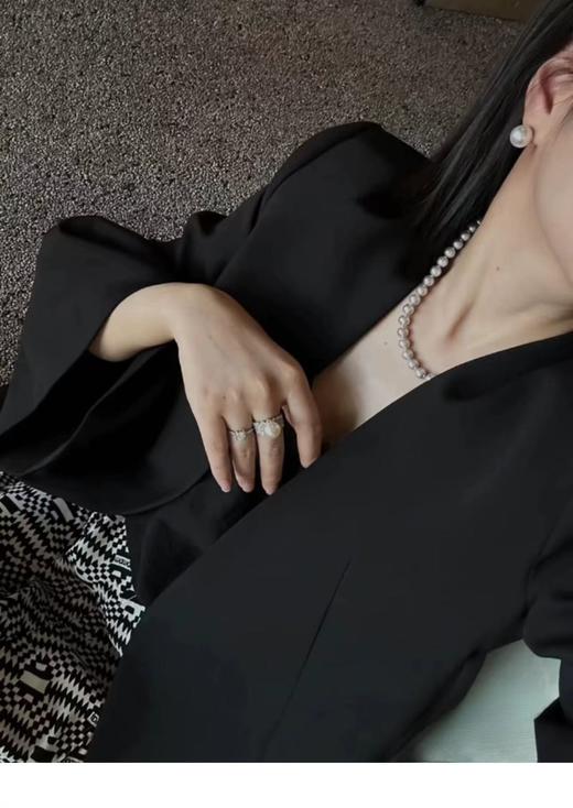 925银经典澳白珍珠戒指女气质法式名媛蕾丝微镶钻公主真多麻指环 商品图4