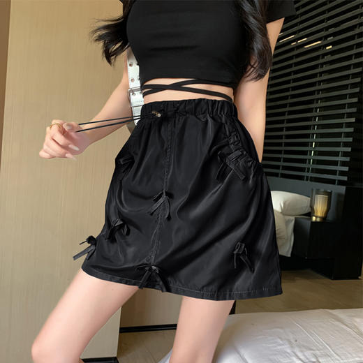 西遇高腰半身短裙女春夏新款蝴蝶结松紧腰小个子a字包臀裙子SS150272 商品图1