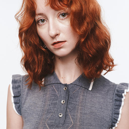 Herlian2025新品女士灰色修身无袖连衣裙Polo领 商品图3