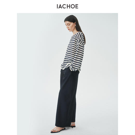 棉仓3621501014-IACHOE蓝白条纹长袖T恤 商品图3