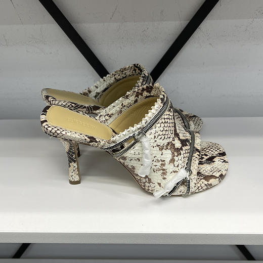 BUR*E**Y/巴*莉 Peep Sandal 女士蛇纹皮质高跟凉鞋 商品图0